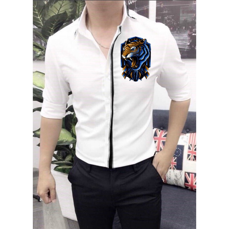 ÁO SƠ MI NAM DÀI TAY CHẤT LỤA CỰC MÁT LOGO CAO CẤP FORM HÀN