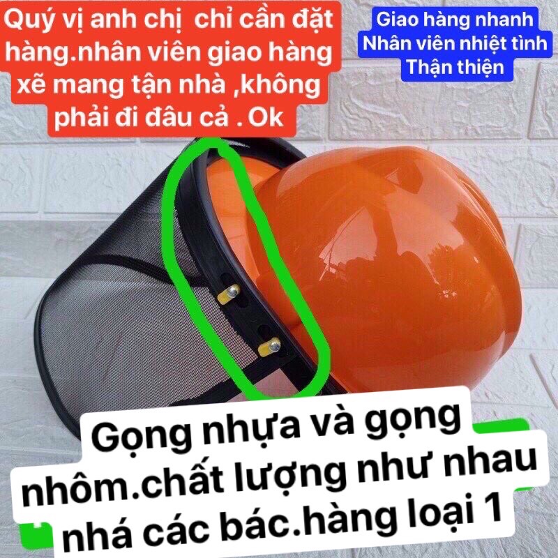 mũ bảo hộ loại tốt có lưới chắn che đất ,rác khi phát cỏ .giá có thể thay đổi do thị trường
