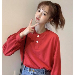 Áo nữ dài tay trơn cúc cài
