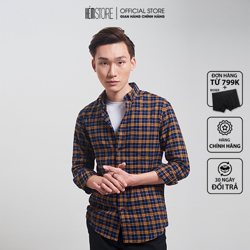 Sơmi STS tay dài chất vải dạ kiểu caro màu vàng phối xanh dáng ôm có túi trước ngực SASM62 | Hẻm Store | BigBuy360 - bigbuy360.vn