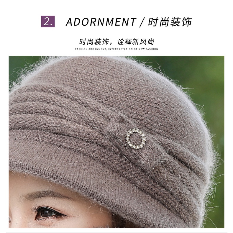 Mũ Len Dệt Kim Giữ Ấm Mùa Thu Đông Phong Cách Mới Cho Phụ Nữ Trung Niên