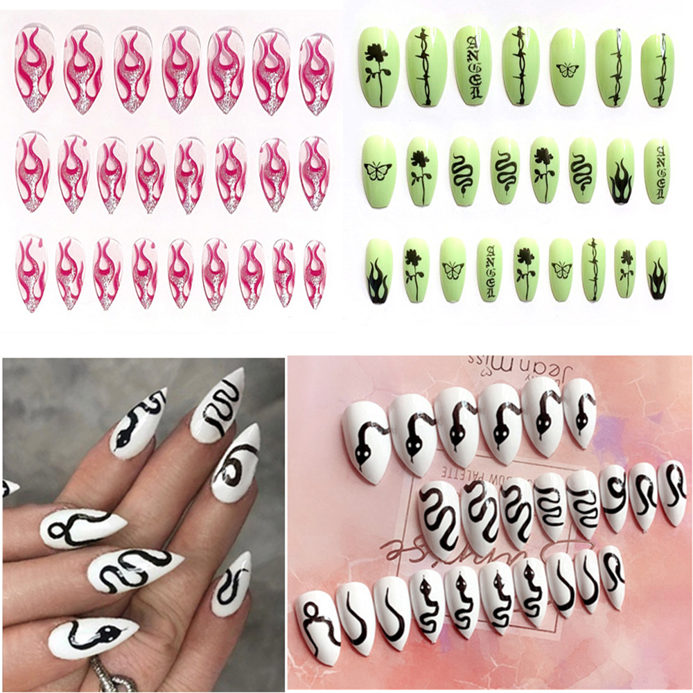Set 24 Móng Tay Giả Họa Tiết Rắn Độc Đáo