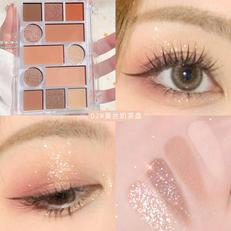 Bảng Phấn Mắt 12 Màu Sắc Hiệu Ứng Lì/ Ánh Nhũ Chống Nước Thời Trang