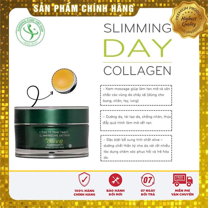 Kem Tan Mỡ Bụng Slimming Day Collagen +Olive Thế Hệ Mới