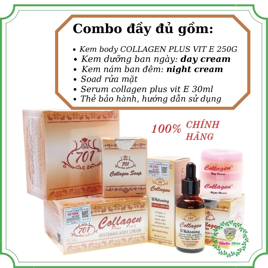 ( chính hãng) combo đủ bộ kem mặt, serum, body nhà COLLAGEN PLUS VIT E