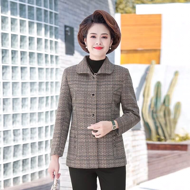 Áo khoác dạ nữ trung niên cao cấp kiểu dáng sang trọng NP2542