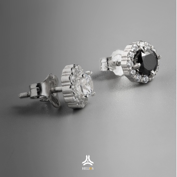 Khuyên tai bạc nam, nữ HeliSilver Mystery - Đá Trắng s925 KTB147
