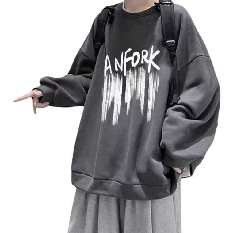 Áo Nỉ Dáng Rộng In Chữ Phong Cách Nhật Bản Thời Trang Cho Nam Cỡ M-5XL