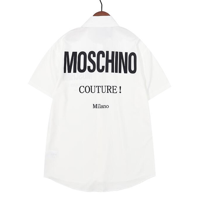 Áo Sơ Mi Tay Ngắn Vải Cotton In Chữ MOSCHIN Thời Trang Cho Nam Và Nữ