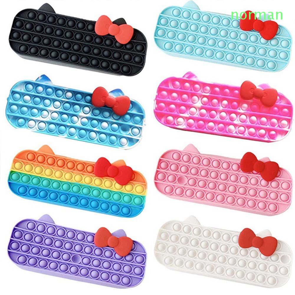 Hộp Đựng Bút Bằng Silicon Màu Trơn Đính Nơ Dễ Thương