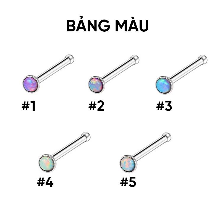 Khuyên Mũi Đính Đá Opal Nhiều Màu Thép Không Gỉ