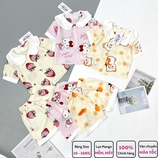 Bộ pyjama đùi bé gái cổ sen, chất lụa mango mềm mát - Myna Pyjamas