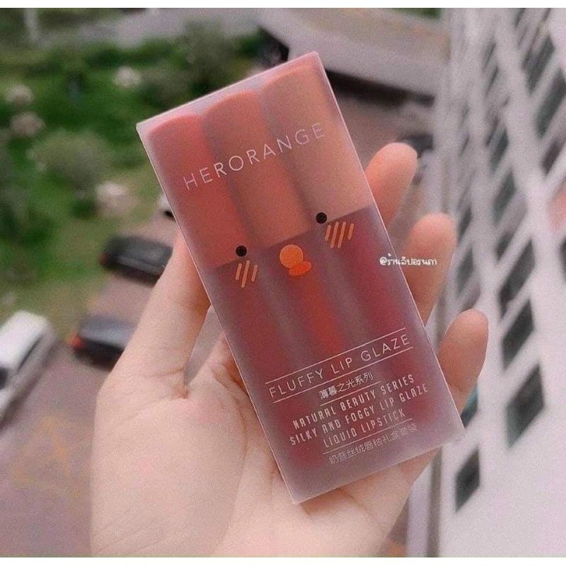 Sét  son kem Hero orange Fluffy  nội địa Trung