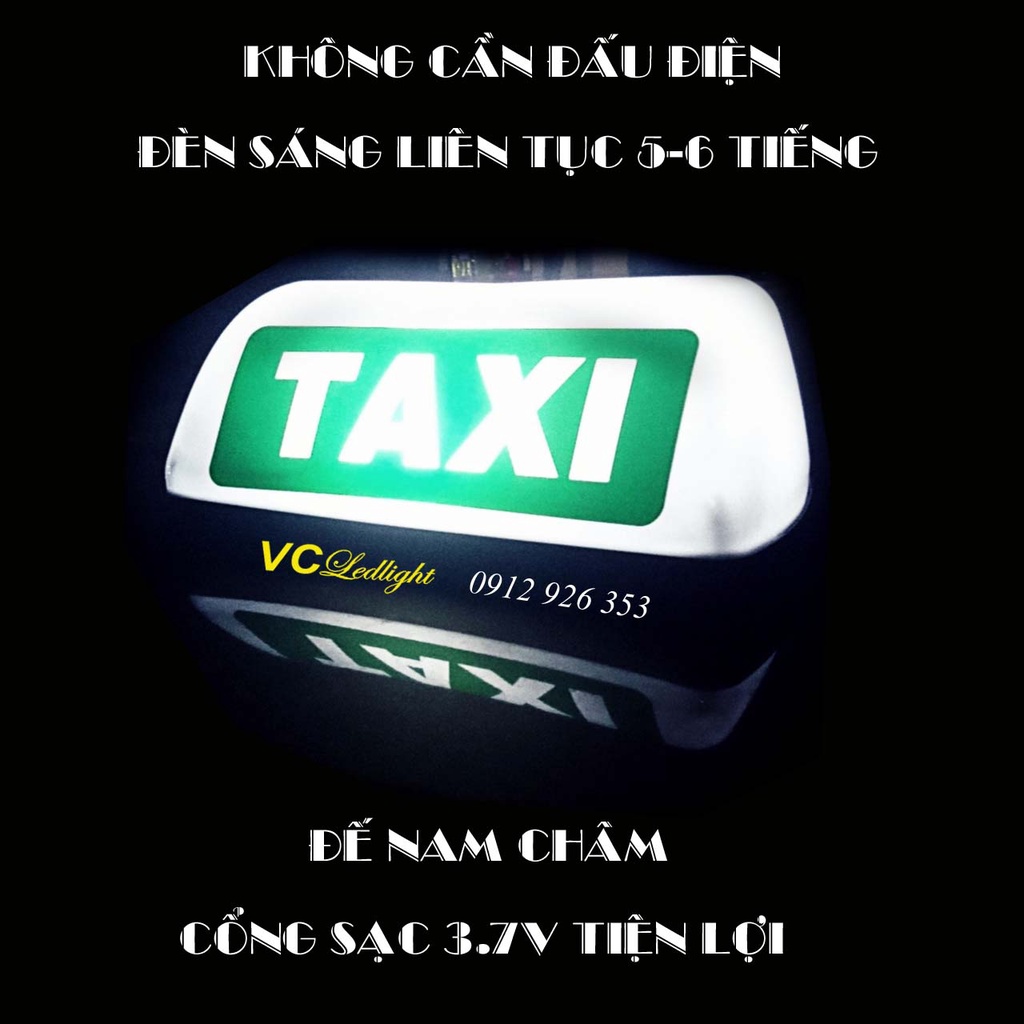 Đèn mào taxi đế nam châm, sạc lưu điện, led sáng bền đẹp