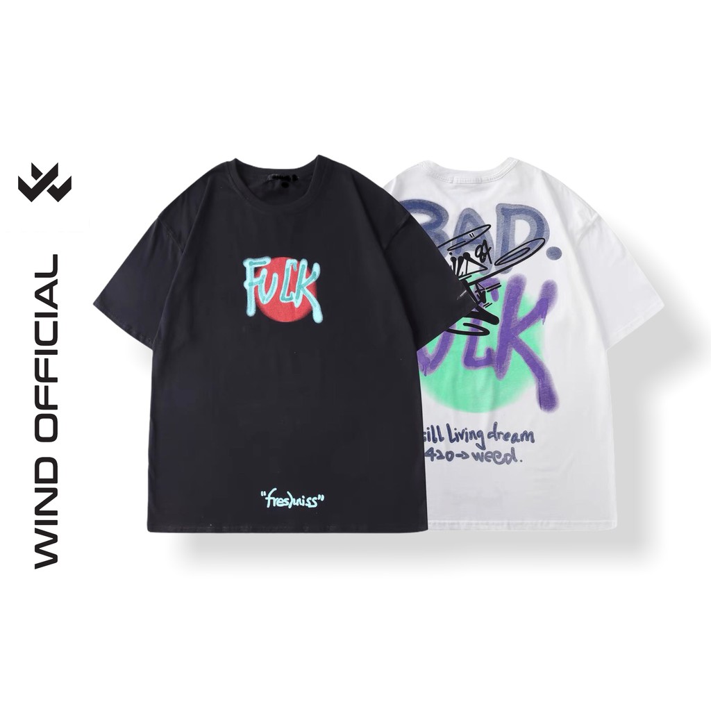 Áo thun tay lỡ Wind phông unisex form rộng BadFuck nam nữ oversize cotton ulzzang | BigBuy360 - bigbuy360.vn