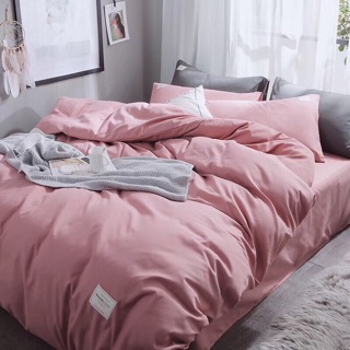 Bộ Chăn Ga Gối Cotton Tici Hồng Đất