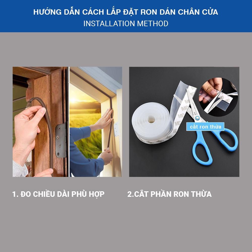 2 Mét Ron Dán Chân Cửa Chống Bụi, Chống Côn Trùng, Tiết Kiệm Điện Size 25 35 45mm