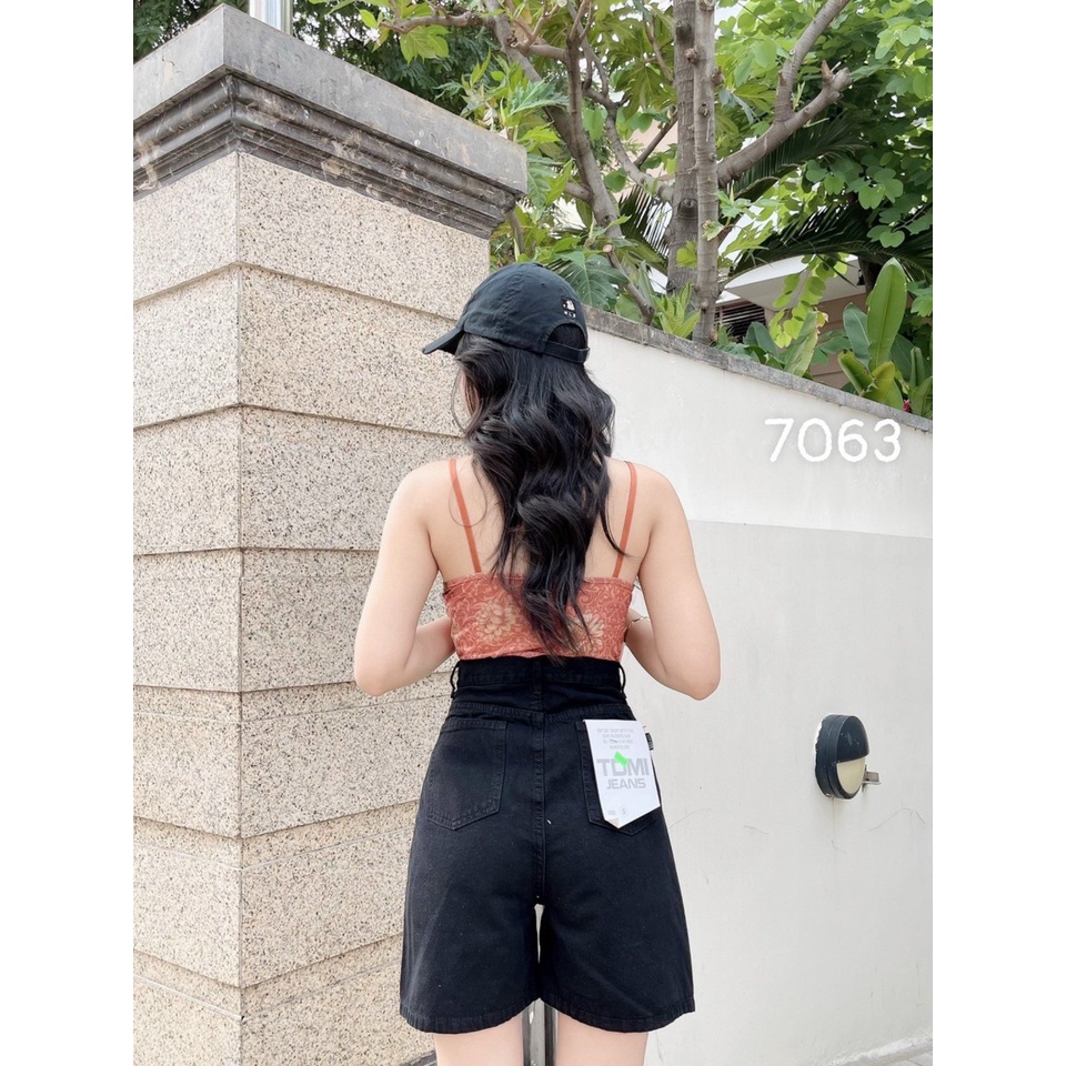 Quần Ngố Nữ Túi Nắp Ống Rộng Lưng Cao Chất Jean Đẹp 4 Màu Thời Trang - 438