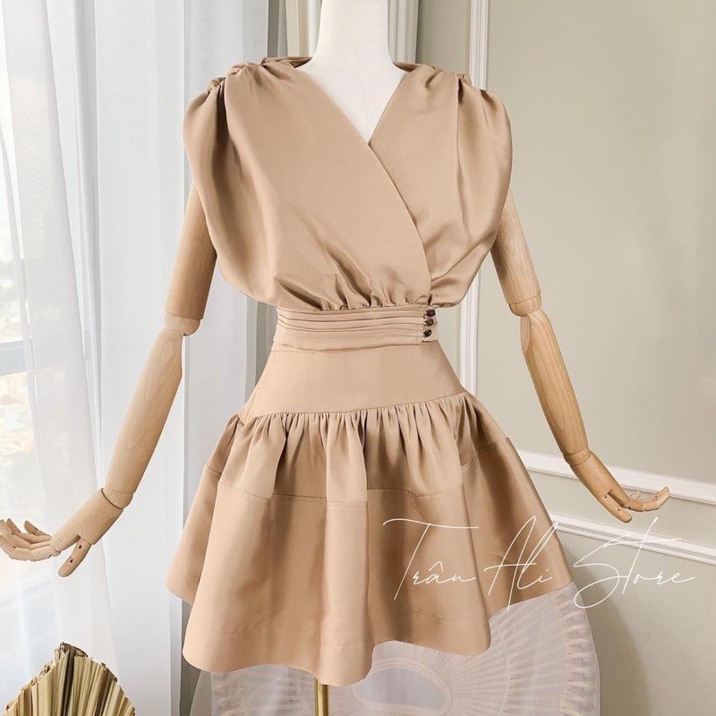 Set váy cổ đắp chéo cao cấp. Form cực đẹp