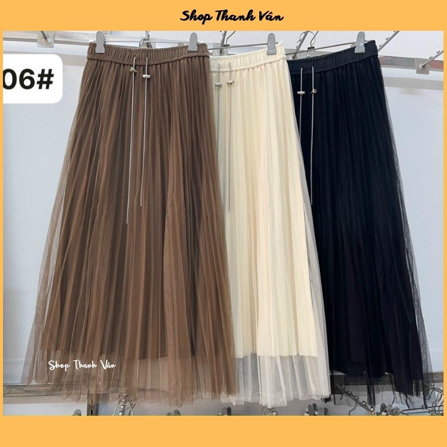Chân váy xòe dáng dài von ren hai lớp, bên trong là lớp vải dày dặn đẹp kèm dây xích siêu dễ thương TV506