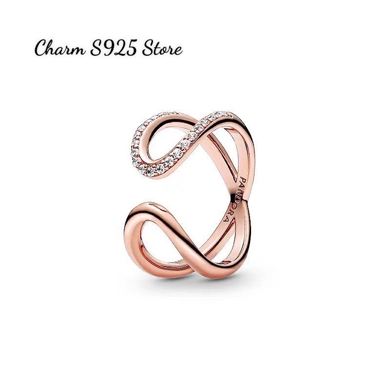 Nhẫn đeo tay pan đính đá vàng hồng s925 cao cấp