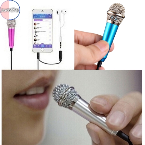 1 micro mini cầm tay có dây giắc cắm 3.5mm tiện lợi cho điện thoại/ máy tính xách tay hát karaoke