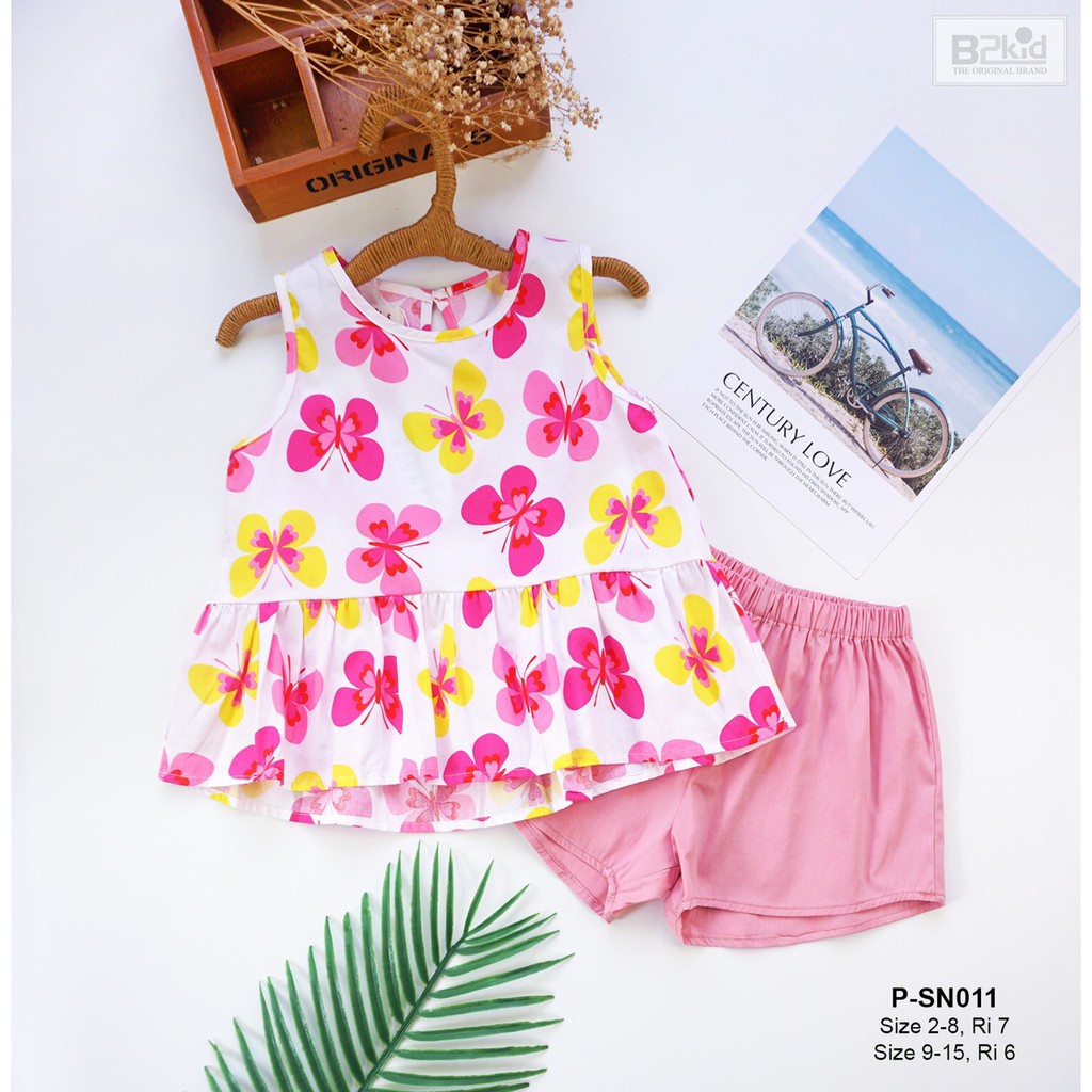 B2KIDS Bộ kate xô bé gái bướm hồng