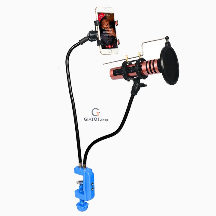 [FREESHIP] Giá đỡ micro livestream, có màng lọc mic và giá đỡ điện thoại chắc chắn