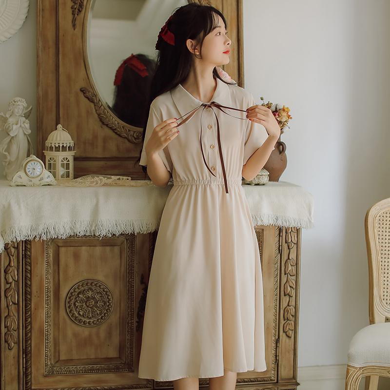 ⭐0412⭐New summer fashion Korean style bow tie short-sleeved dress