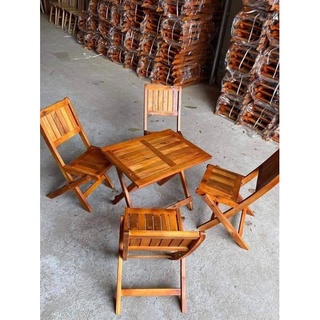 Bộ bàn ghế gỗ mini quán cà phê ngoài trời, ghế ban công, trà chanh