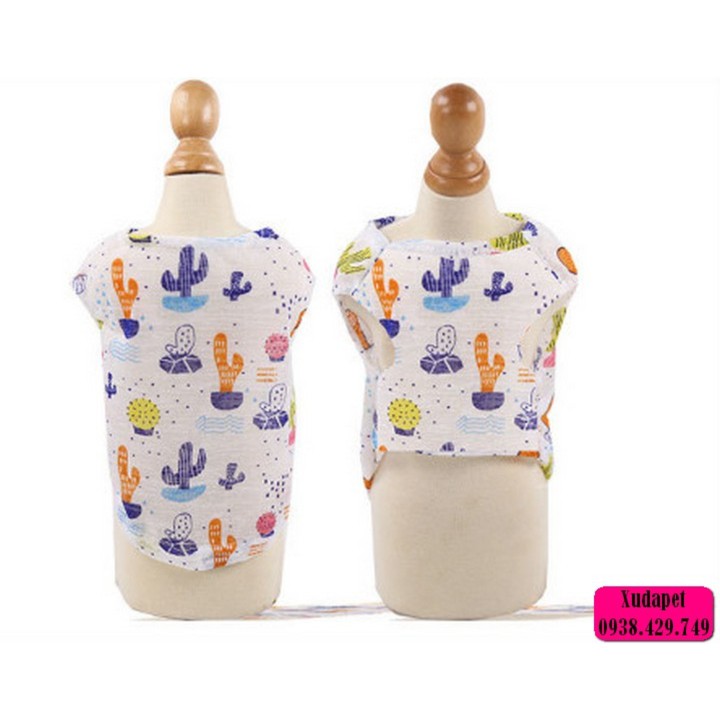 Áo 3 Lỗ Vải Thoáng Mát Nhiều Họa Tiết Đáng Yêu Cho Chó Mèo (Ngẫu Nhiên) vải cotton cao cấp, thú cưng mát mẻ - SP005195