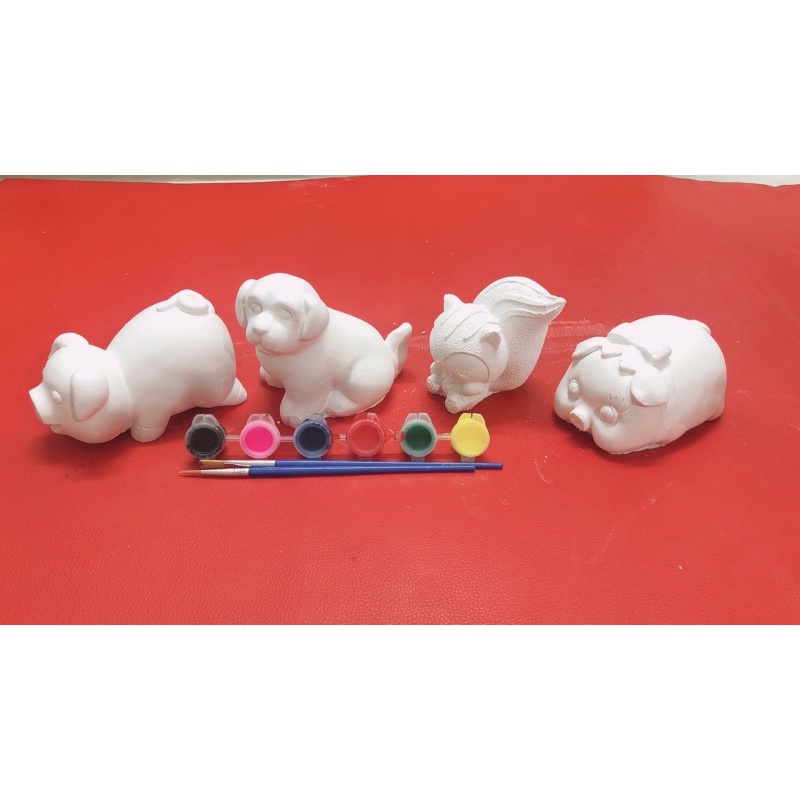 Tượng tô màu sét 4con(kèm màu +2cọ 13cm)