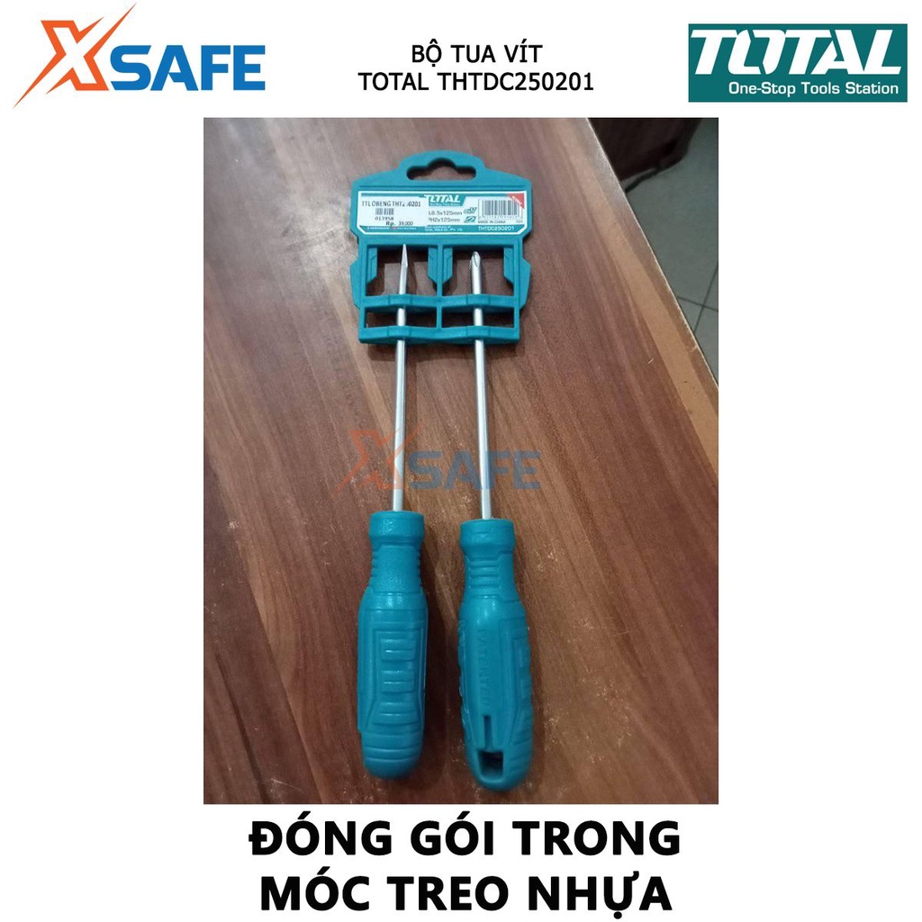 Bộ tuốc nơ vít dẹp và bake 2 chi tiết TOTAL THTDC250201 | Bộ tua vít gồm 1 cái vít dẹp SL6X125mm và 1 cái vít bake