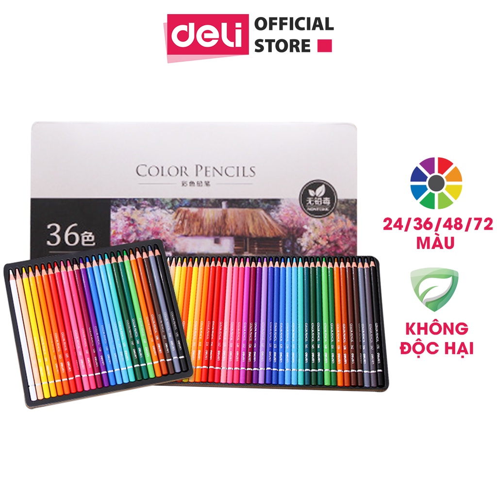 Bút Chì Màu Gốc Dầu Cao Cấp Hộp Thiếc Chuyên Nghiệp Siêu Mịn Deli - Vẽ Thiết Kế, Phác Họa, Tô Màu Truyện Tranh