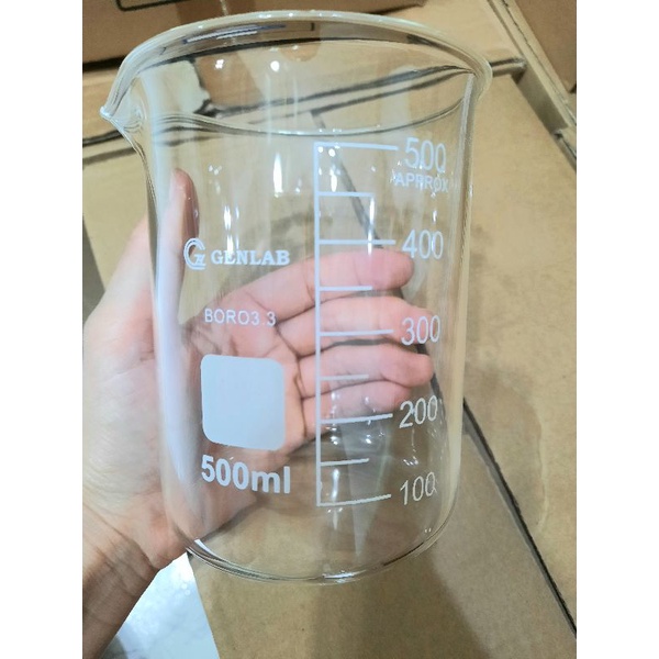 Cốc chịu nhiệt thủy tinh chia vạch CÓ MỎ 25ml 50ml 100ml 150ml 250ml 500ml 1000ml cốc đốt thấp thành - cốc đong chia ml