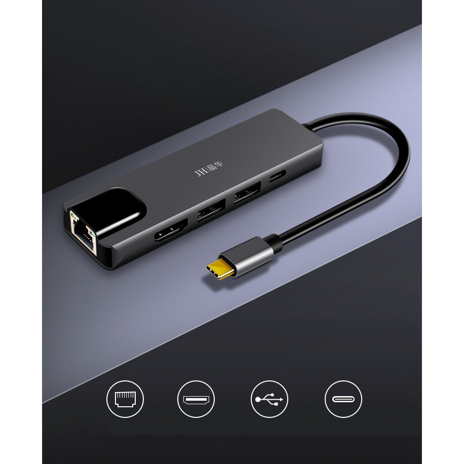 Hub Usb Type-c to HDMi, Ethernet, USB và PD 60w cho Táo,  XPS, Asus, Surface - Jinghua Z328 - Hồ Phạm