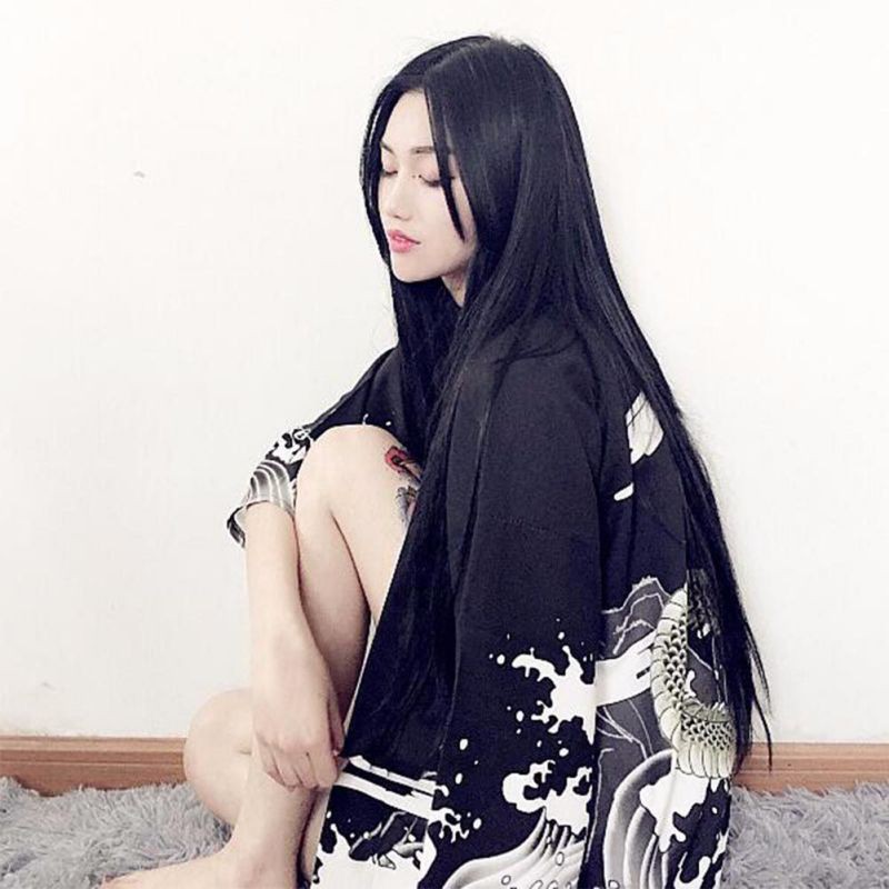 Áo khoác chiffon in hình rồng cho nữ | BigBuy360 - bigbuy360.vn