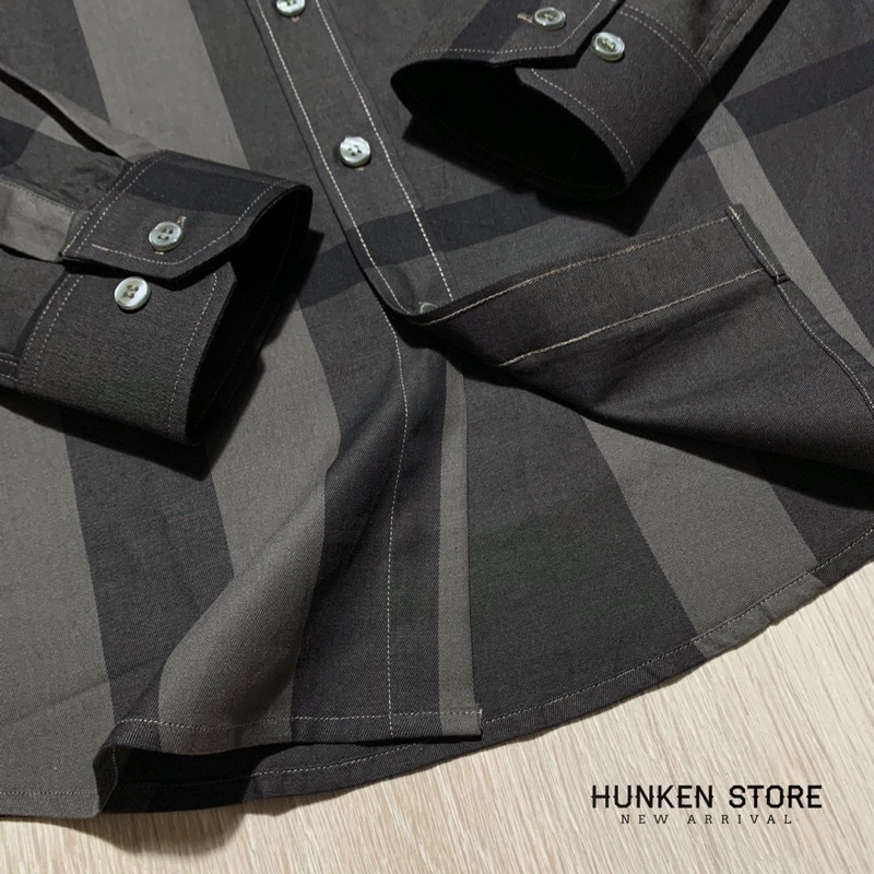 Áo sơ mi nam kẻ sọc caro BBR logo thêu đẹp Sơ mi tay dài kiểu dáng lịch lãm Cotton gân cao cấp ít nhăn | HunKen Store