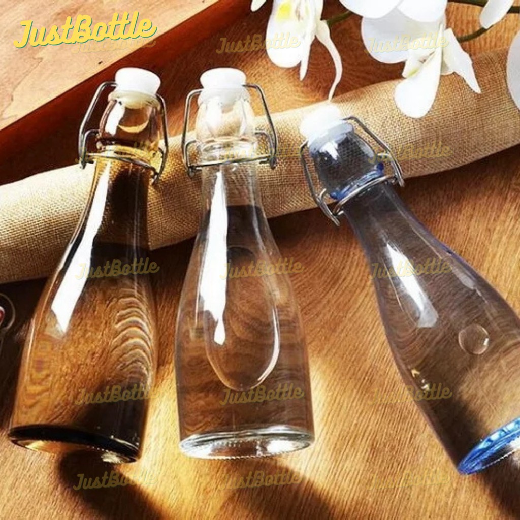 Chai Thủy Tinh Có Nắp Gài Dáng Bầu 250Ml 500Ml Nhập Khẩu Cao Cấp 🍀 Lọ Thủy Tinh Nút Cài Nhựa Kiểu Ý Nhập Khẩu