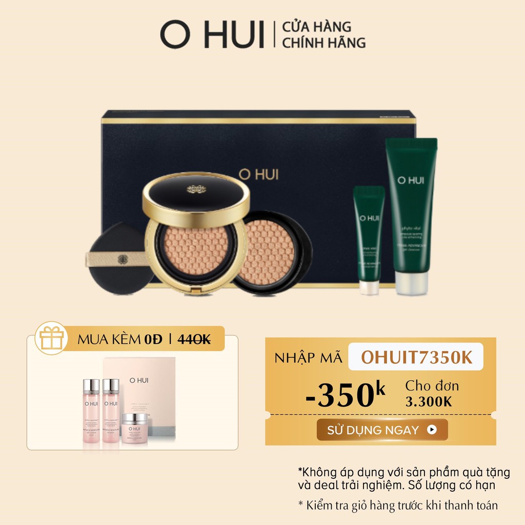 [Mã COSLUX03 giảm 120K] Bộ Phấn nước dưỡng ẩm cho lớp nền trong suốt O HUI Ultimate Cover Cushion Satin Finish 30g