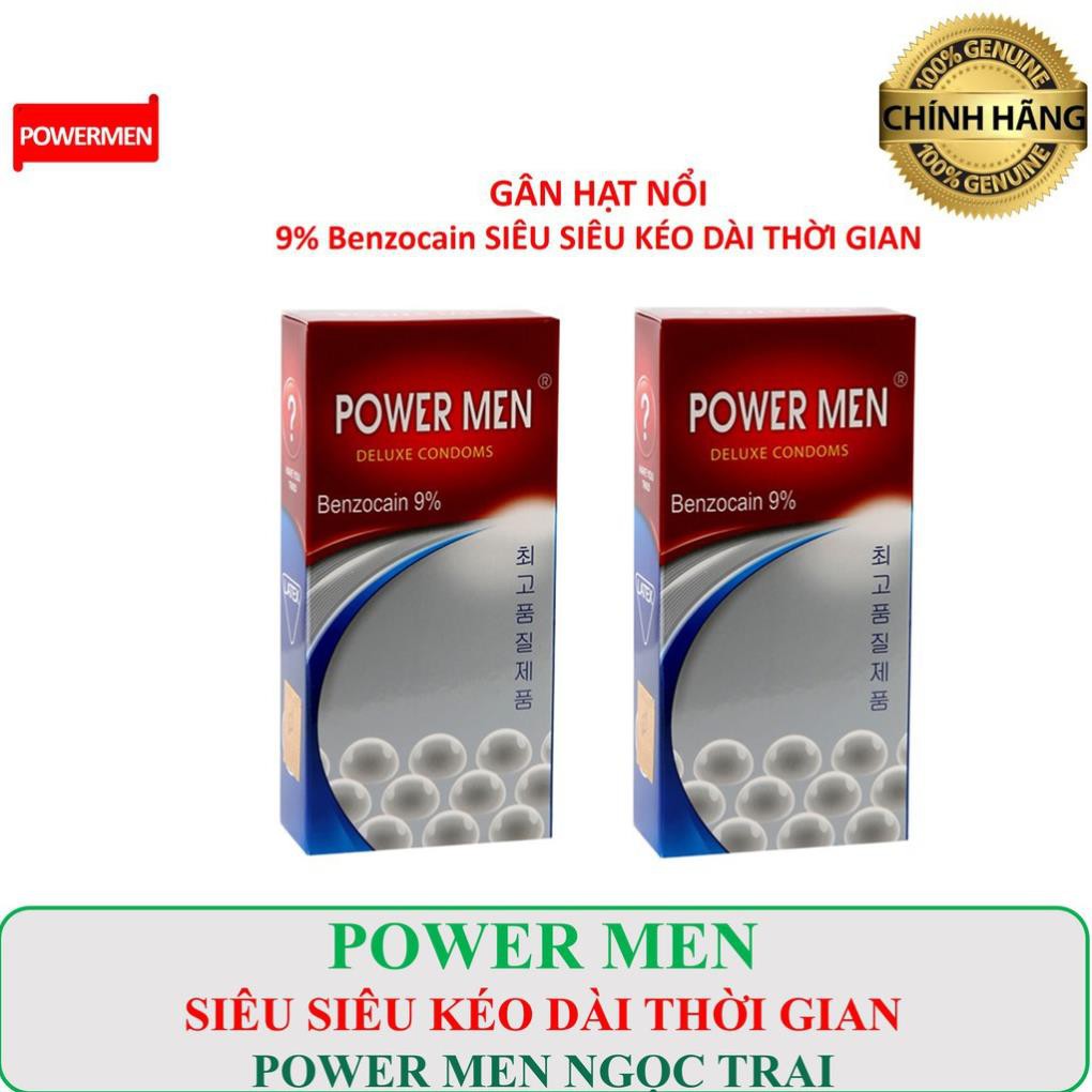 [POWERMEN] Bao cao su gân gai nổi siêu kéo dài thời gian POWER MEN NGỌC TRAI hộp 12 cái