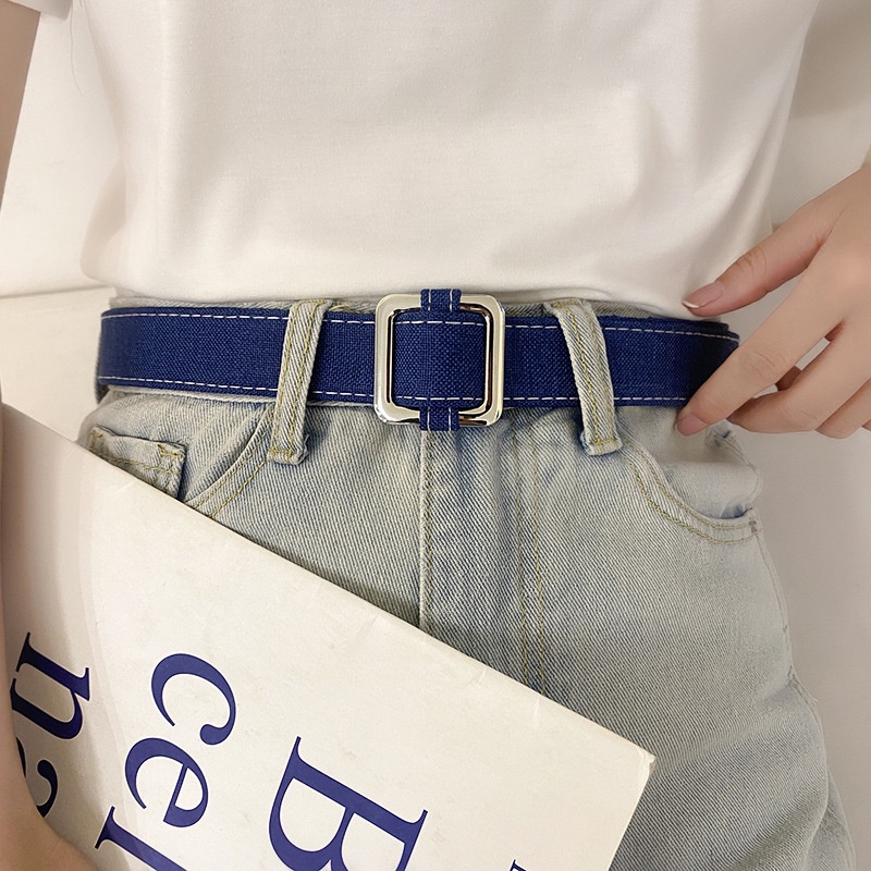 Phong cách Hàn Quốc Thắt lưng vải không đục lỗ đơn giản dị cho nữ