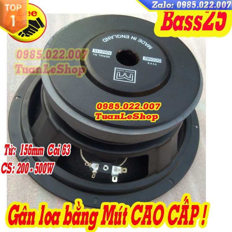 LOA BASS 2.5 TẤC MA TIN TỪ 165MM COIL 63 XƯƠNG SẮT -  BASS 25 - GIÁ 01 LOA
