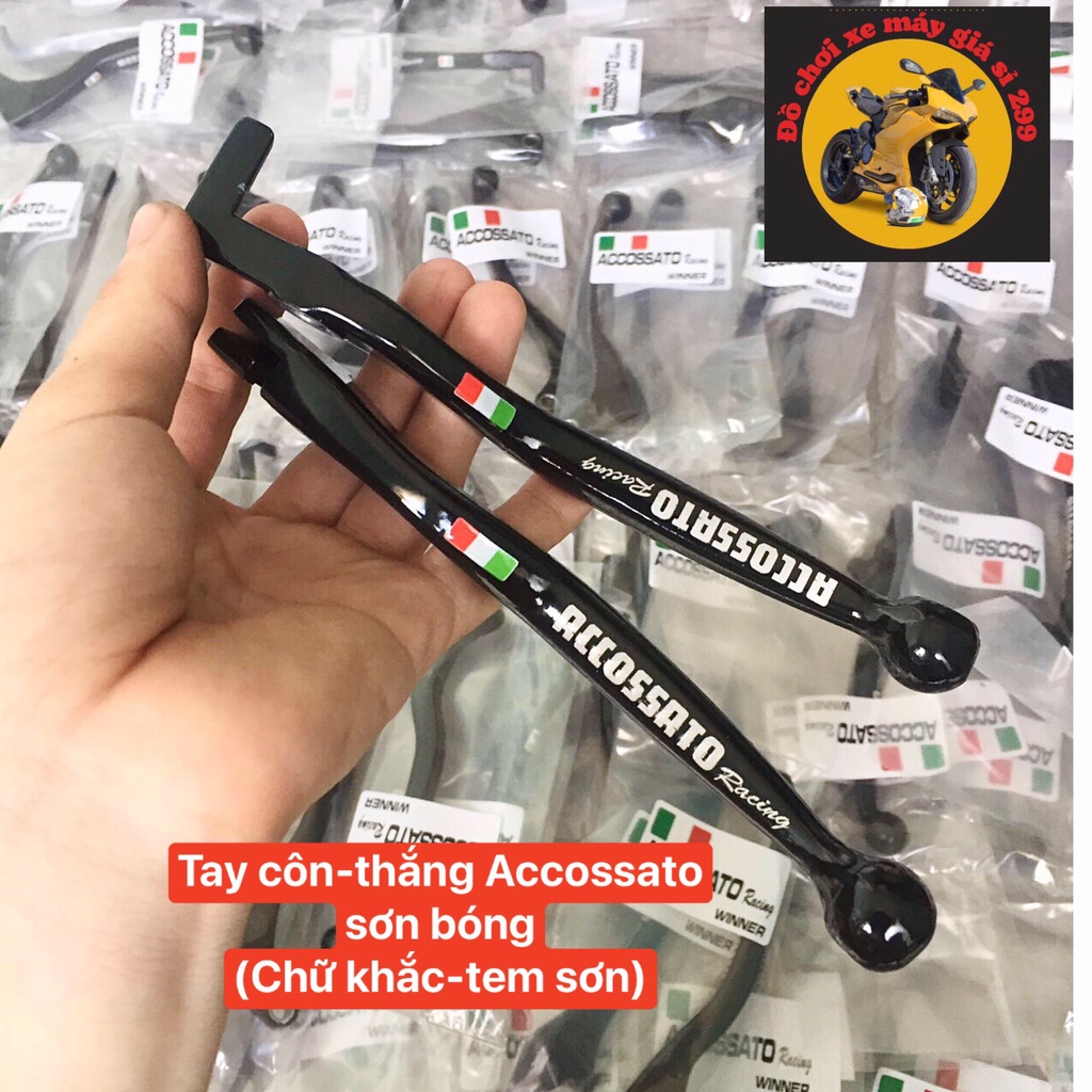 Tay côn tay thắng mod chữ Accossato sơn đen bóng Winner - Exciter - Vario