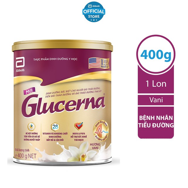 Sữa bột dành cho người bị tiểu đường Glucerna Vị Vani 850g Và 400g