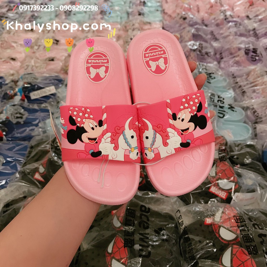 Dép quai ngang hình chuột Minnie Mouse và Ngựa Unicorn màu hồng đậm có size kép [S30,31] [S32,33] [S34,35] [S36,37]