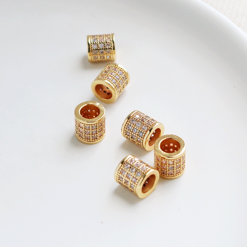Set 14k hạt đá Zircon mạ vàng 8mm dùng làm trang sức thủ công