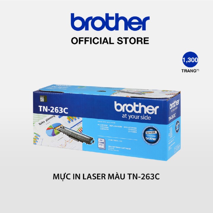[Mã ELMALL150 giảm 8% đơn 500K] Mực in laser màu Brother TN-263C (xanh) cho HL-L3230CDN/ DCP-L3551CDW/ MFC