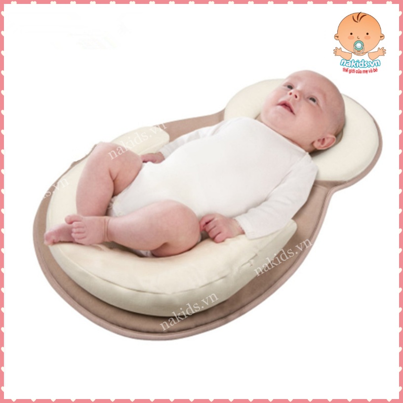 Đệm Ngủ Đúng Tư Thế Chống Trào Ngược, Giúp Bé Ngủ Ngoan - Gối Định Hình Chống Bẹt Đầu Cho Trẻ Sơ Sinh