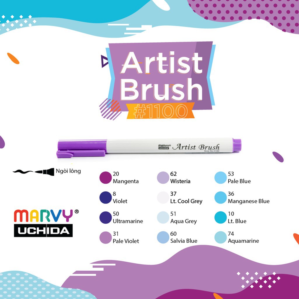 Bút lông họa sĩ Marvy Uchida - Artist Brush (tone Xanh Tím)